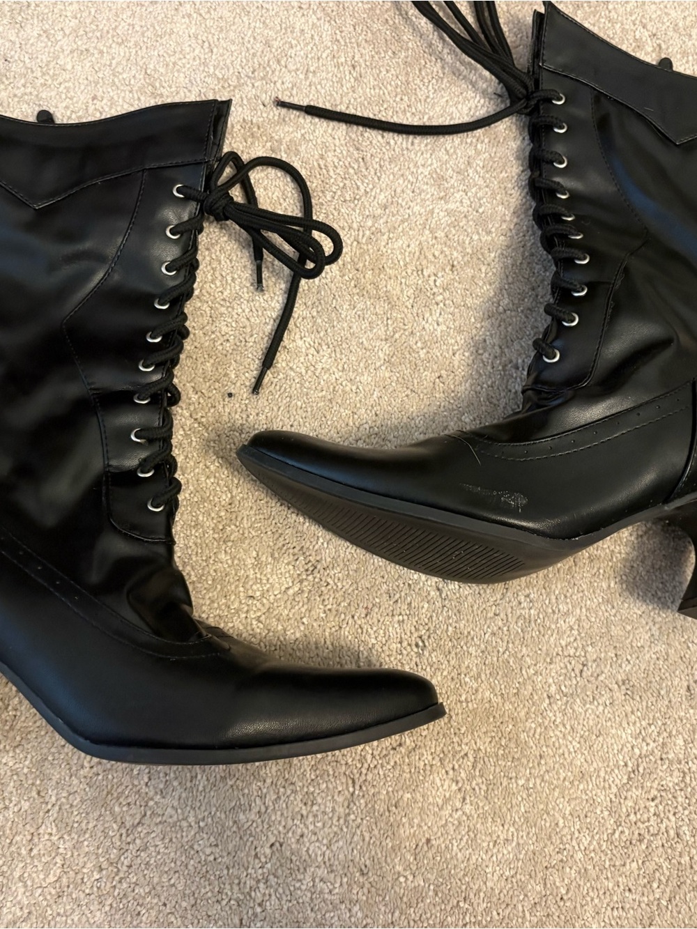 Ellie Black Lace-Up Pointed Toe Ankle Boots